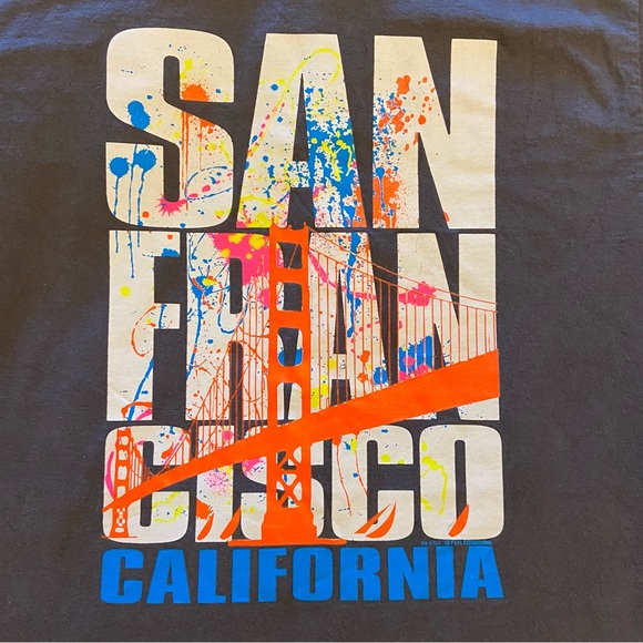 San Francisco Golden Gate Bridge spray paint splatter art shirt 🌉🌁🎨 size S - Picture 2 of 9